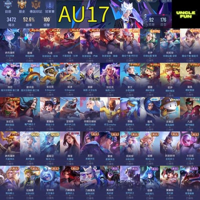 (AU17客人分期中請勿下單)Garena 傳說對決 月繳1700元起 主打納克次元/迷豆子/明焰圖倫/龍佑堇/貝揚/琉璃莉莉安/若伊/魔女微菈/SD筱清等167造型多直購限定1