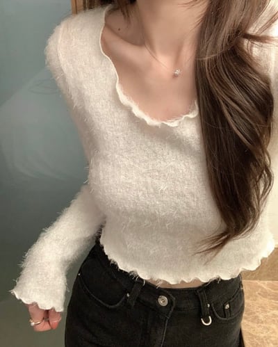 𝐃𝟎𝟕 優雅白天鵝捲邊上衣🦢1