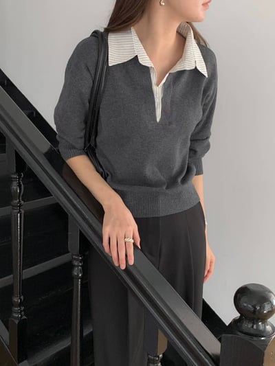 𝐍𝟎𝟒 巴黎學院襯衫領針織📔（𝟐 𝐜𝐨𝐥𝐨𝐫𝐬）5