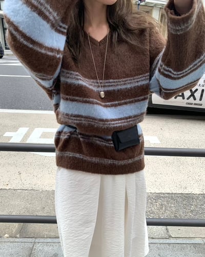 𝐍𝟏𝟗 藍莓千層派條紋毛衣🫐（𝟐 𝐜𝐨𝐥𝐨𝐫𝐬）1