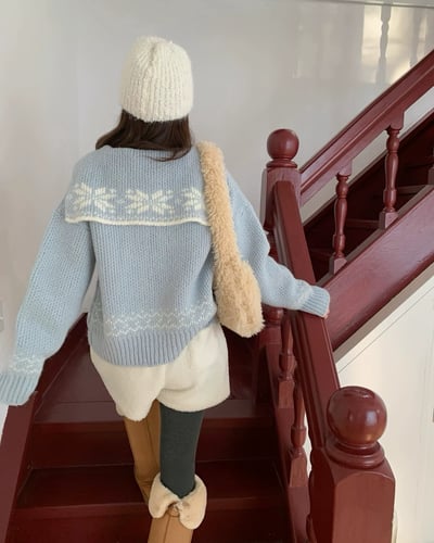 𝐃𝟏𝟑 𝐌𝐞𝐫𝐫𝐲 𝐂𝐡𝐫𝐢𝐬𝐭𝐦𝐚𝐬！聖誕花紋翻領毛衣🧑🏻‍🎄（𝟐 𝐜𝐨𝐥𝐨𝐫𝐬）5