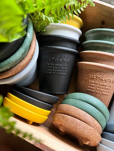 日本 Hachiman Gardens 5號盆 復古園藝環保花盆（附底盤）2