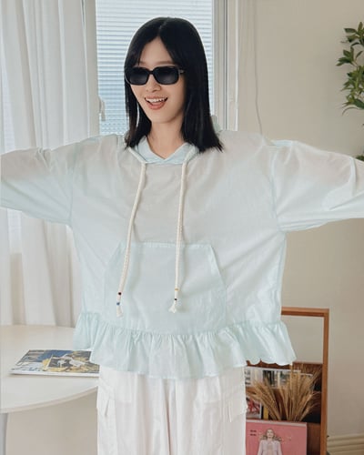 清透連帽傘擺防曬衫-綠4