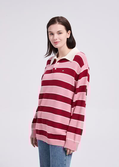 witharch條紋polo上衣-紅6