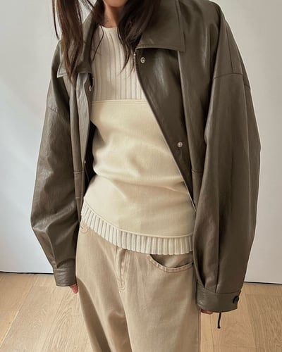 軟皮革翻領夾克7
