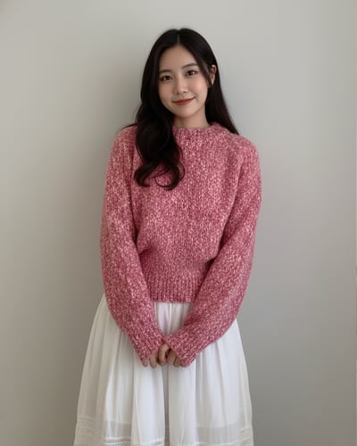 紋理色彩拉格蘭毛衣-莓粉2