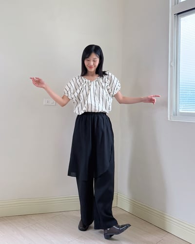 天絲復古條紋短衫2