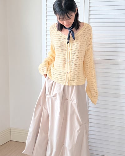 witharch法式前後穿扣衫-淡黃3