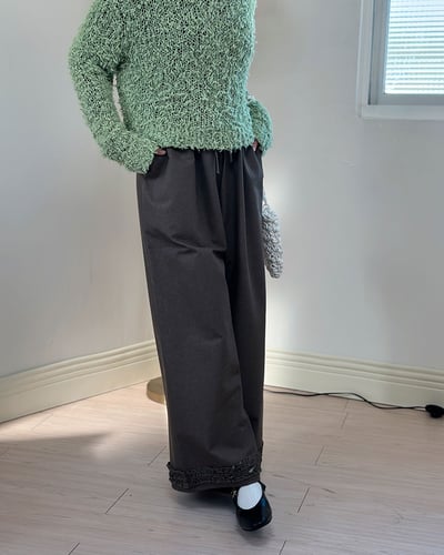 花邊鬆緊萬能褲-咖3