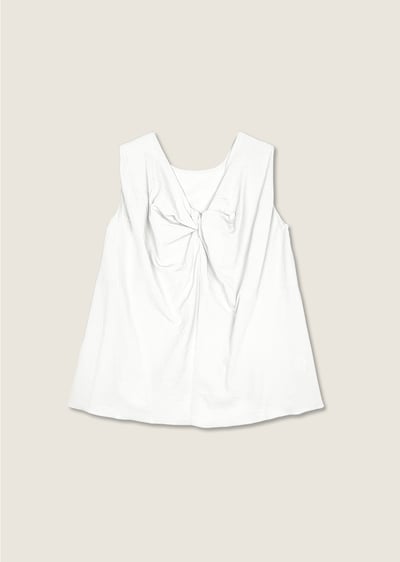 紐結美背長版上衣-杏1