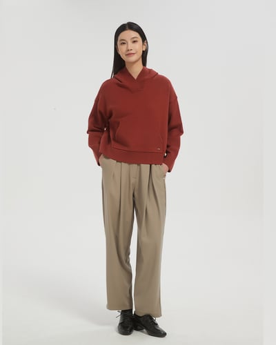 witharch抗起球連帽大學t-紅2