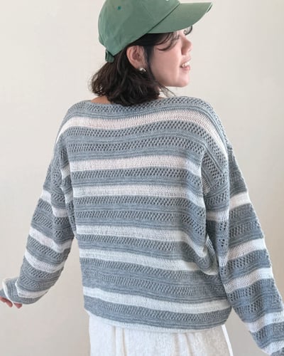 韓國條紋針織上衣5
