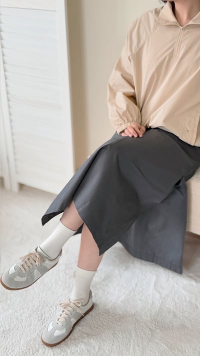 韓國純棉側開衩長裙4