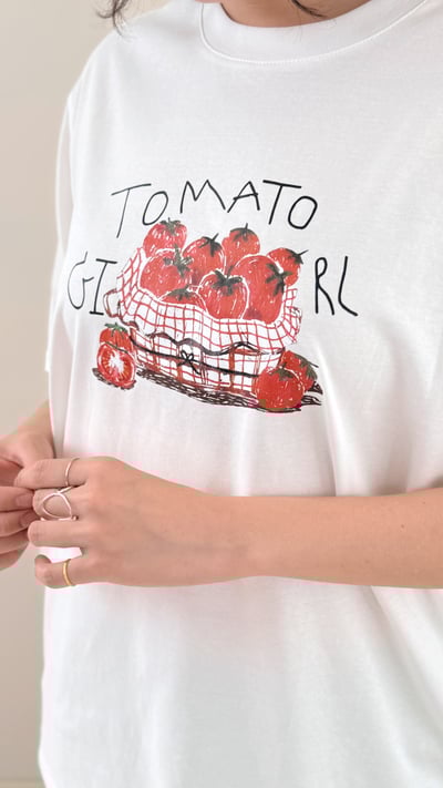 番茄印圖寬鬆TEE-白5