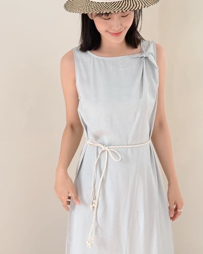 亞麻扭結背心洋裝2