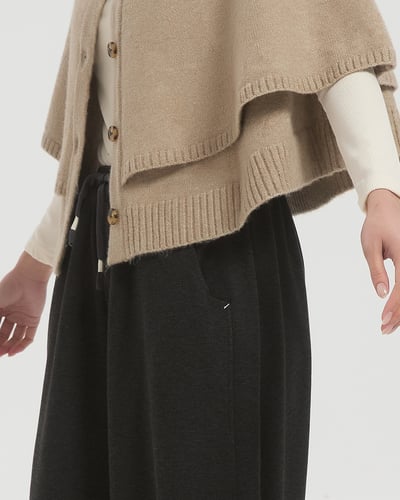 毛呢鬆緊彎刀褲-深灰6