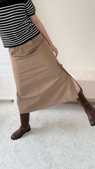 韓國純棉側開衩長裙9