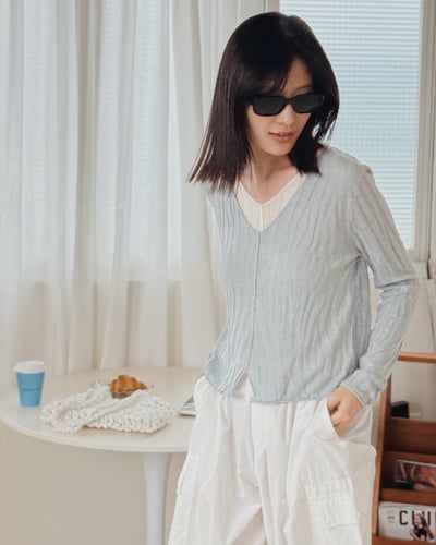 紋理假兩件針織衫3