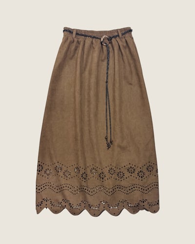 波西米亞麂皮花朵裙-焦糖5