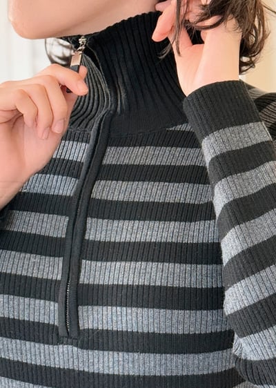 拉鍊翻領針織洋裝4