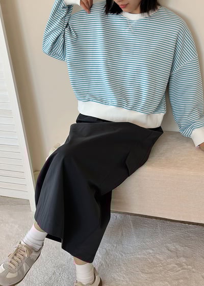 天絲休閒口袋工裝裙-深藍6