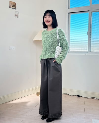 QQ毛圓領毛衣-綠3