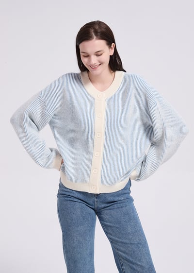 witharch圍巾雙色上衣-藍2