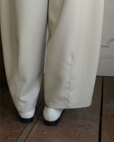 斜紋鬆緊萬能褲-杏5