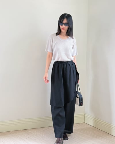 U領透膚羅紋針織衫-灰2