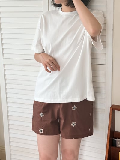 前後穿寬鬆串珠Tee-杏9