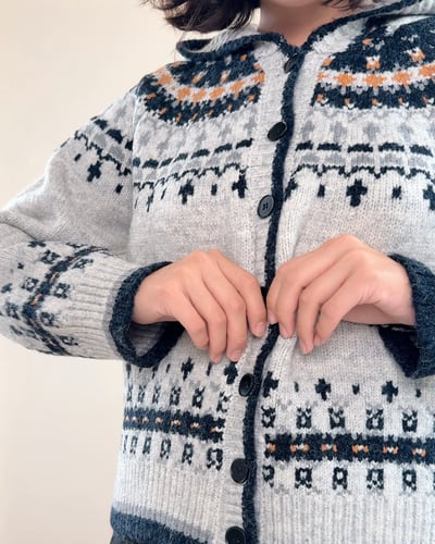 費爾島細緻連帽外套-灰6