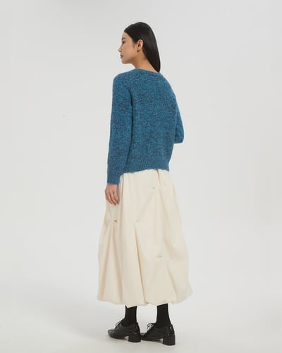 V領花彩毛衣-藍4