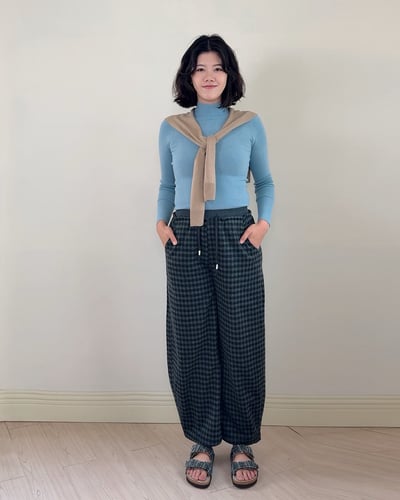 3D小立領上衣-灰藍3