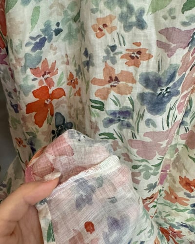瓊麻花朵荷葉洋裝-杏6