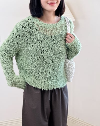 QQ毛圓領毛衣-綠2