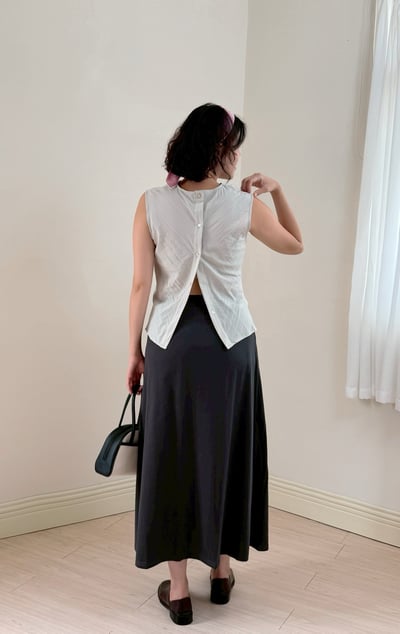 棉質微柔口袋長裙-深灰6