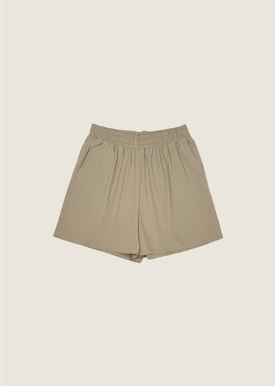 棉質鬆緊短褲-咖1