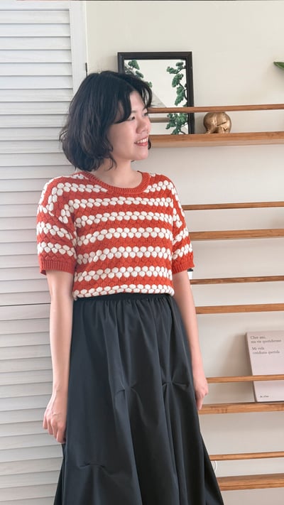 witharch復古雙色針織衫-紅5