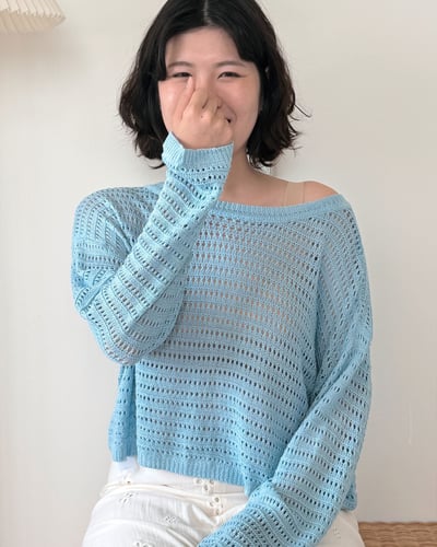 witharch法式前後穿扣衫-藍1