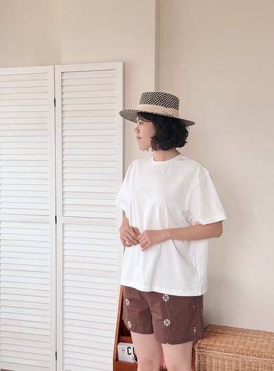 前後穿寬鬆串珠Tee-杏7