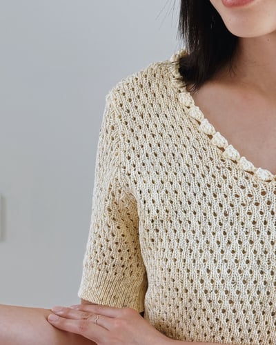 優雅粗織短袖針織衫-黃5