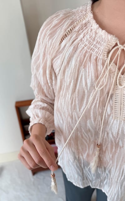 波西米亞流蘇渡假襯衫-粉5