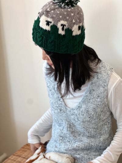 質感V領鉤織背心-花灰3