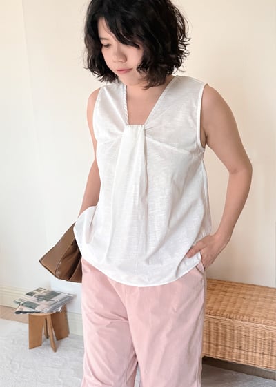 純棉綁結造型上衣-杏4