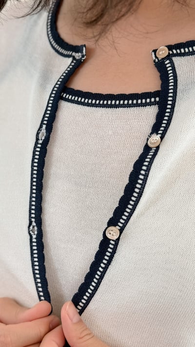 亞麻撞色開襟外套-杏8