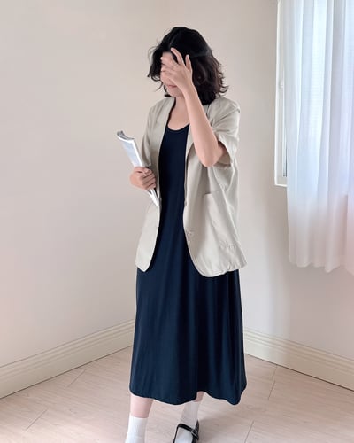 亞麻後扣抗皺薄料西外1