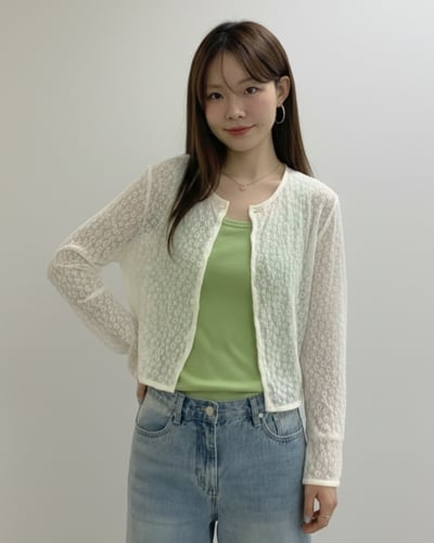 花朵防曬扣衫-杏2
