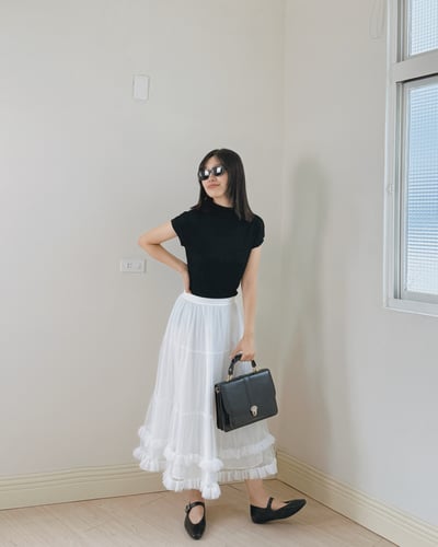 小立領法式袖上衣-黑6