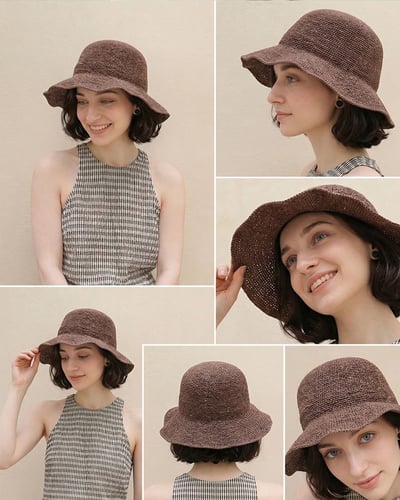 自由造型編織帽-咖2