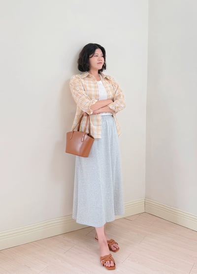 日和格紋防曬襯衫-橘3